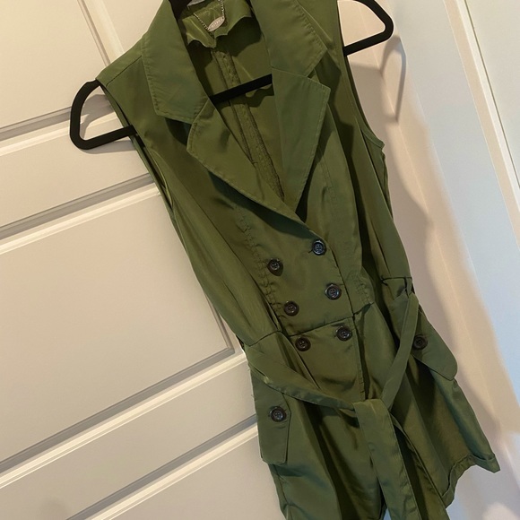 Army green. Satin/Sateen feel. Dressy to Casual attire. Great for a day party - Picture 3 of 4